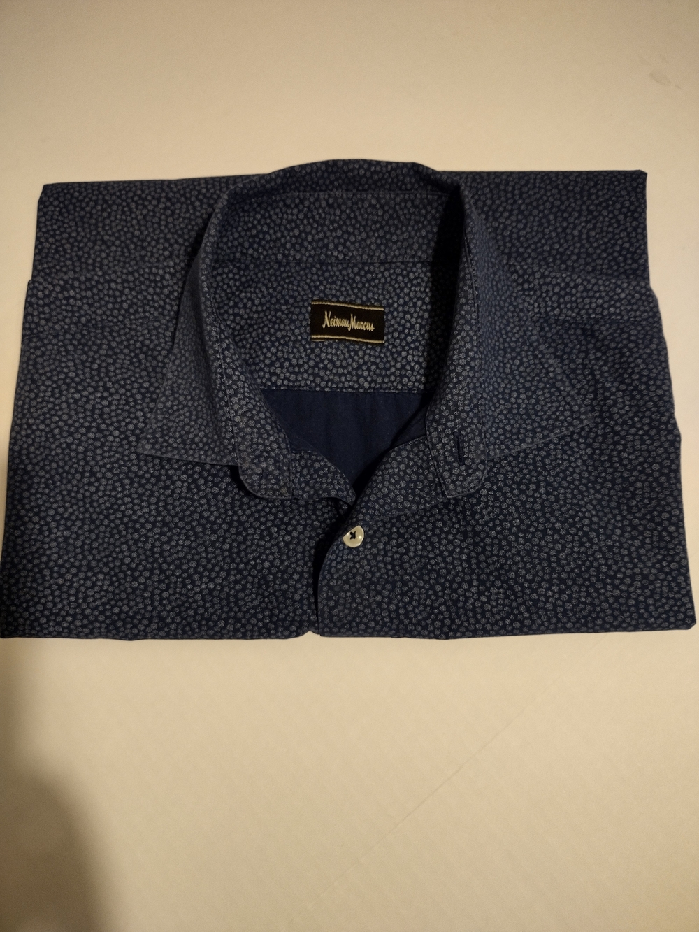 Neiman Marcus Navy Floral Button-Up Shirt